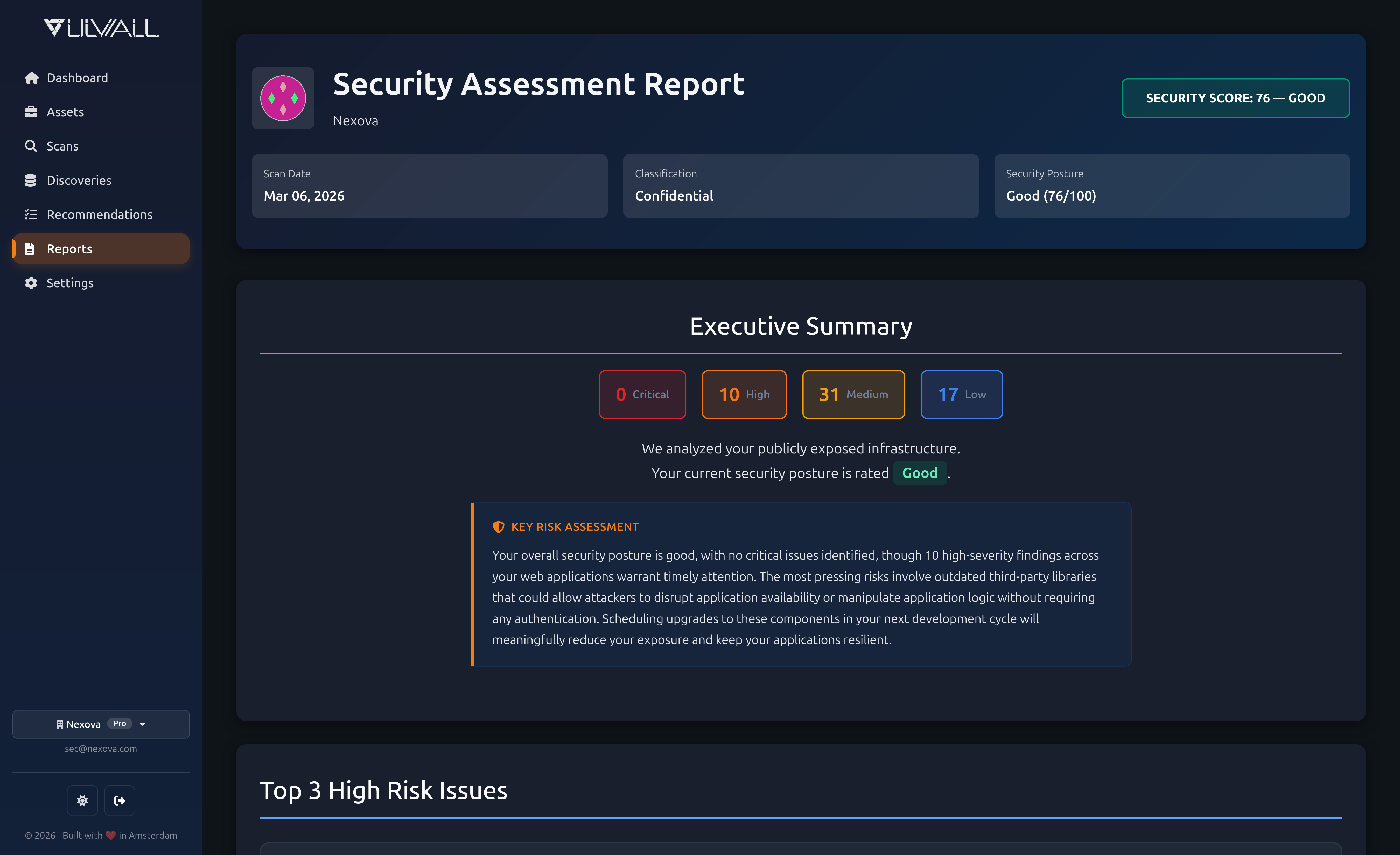 VulWall summary security report